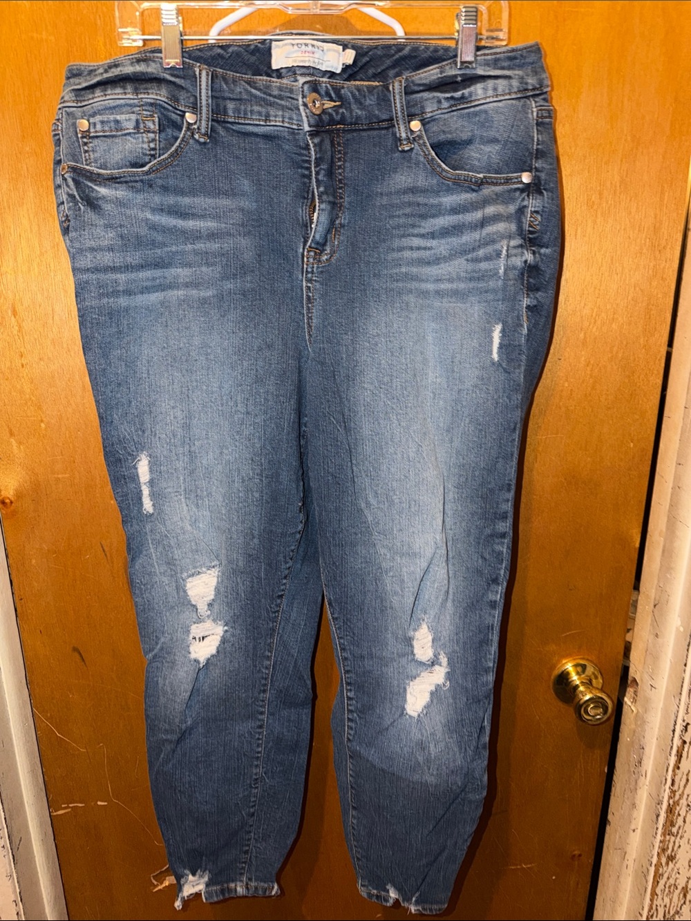 torrid Distressed Denim Girlfriend Jeans